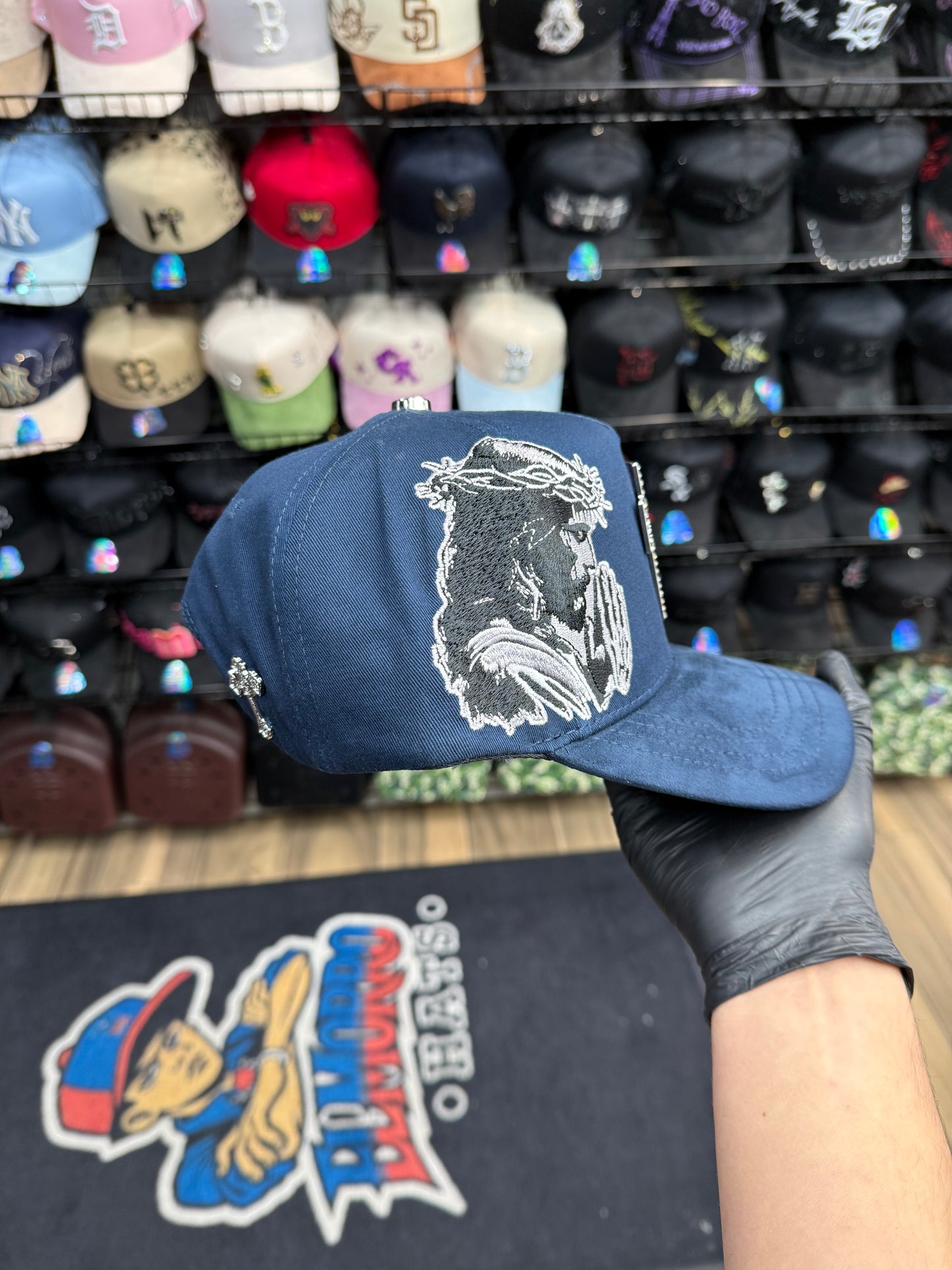 Dios por del-ante azul marino Cap