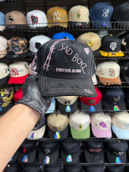 Black-pink sad boys cap