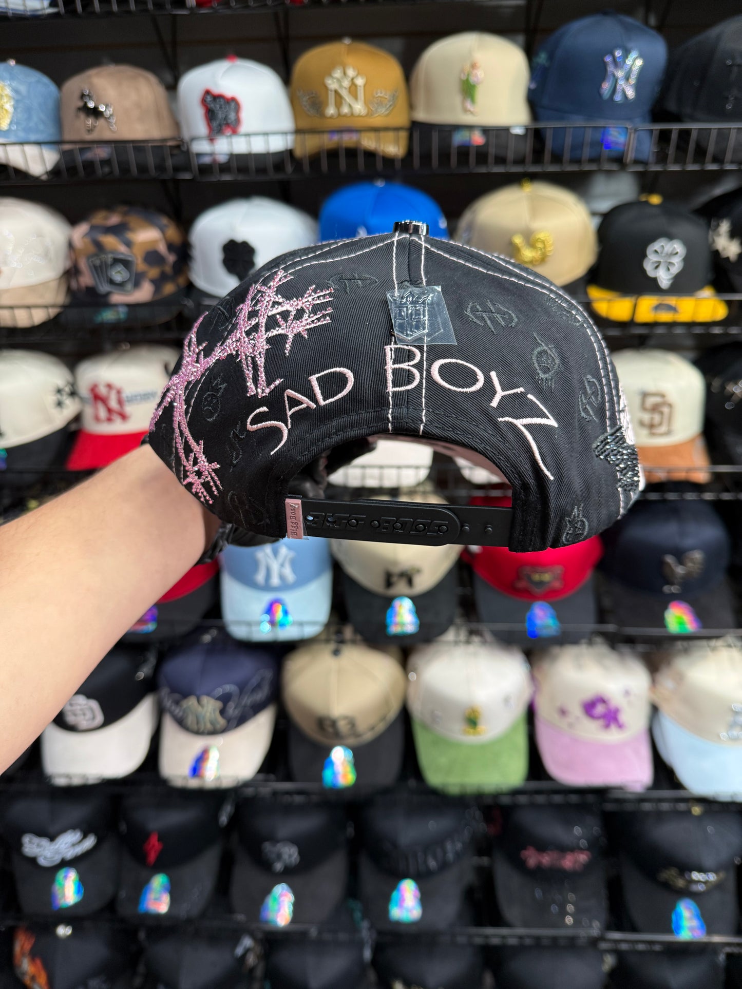 Black-pink sad boys cap